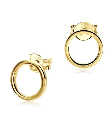 Gold Plated Ring Shaped Silver Ear Stud STS-3841-GP